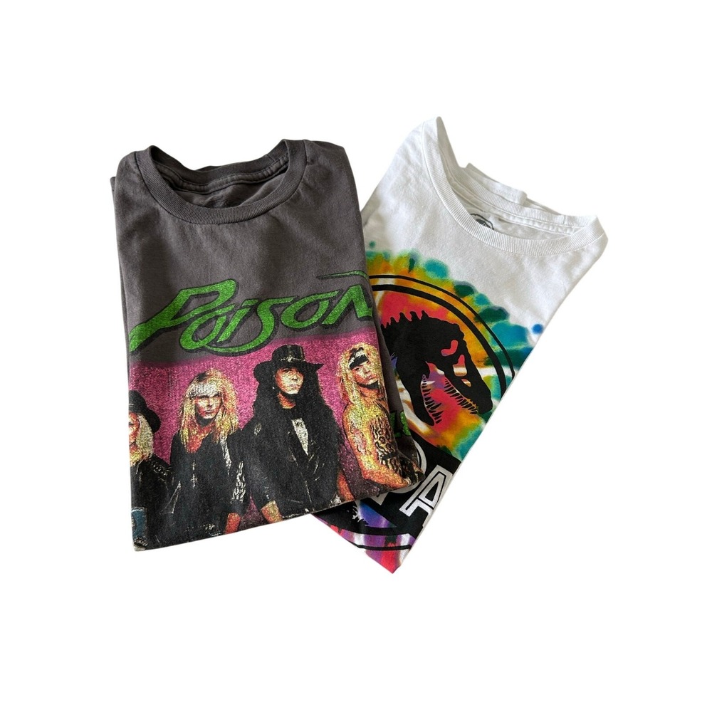 POISON 80s Retro Hair Metal Shirt 86/87America Tour Dates & Jurassic Mens Sz S